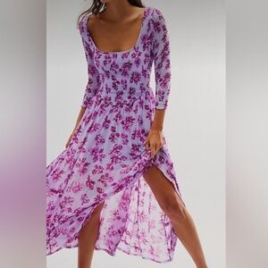 FREE PEOPLE | It's Fate Midi Dress | Lavender Floral | Women's Small | NWT
